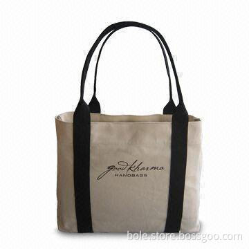 Canvas Shopping Bags White and Black Design, OEM/ODM Services are Offered